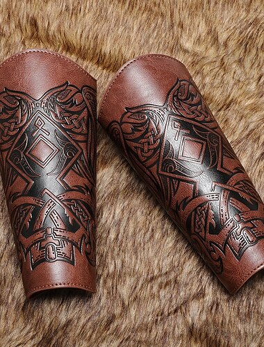  Medeltida kostymer Renässans Armskydd Bygelfästen Vikingar Celtic Knight Ranger Maskeradkläder Herr Keltiskt Viking Halloween Karnival Renässansmässan LARP Vuxna bracers Armskydd