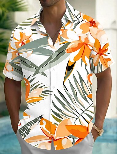  Herren Blumenmuster / Blume Kokospalme Tropische Pflanzen Sommer Hawaiihemd Tropische Hemden Alohahemd Kurzarm Hawaiianisch Täglich Strandurlaub Sommer Frühling Umlegekragen 3D-Druck Hemden mit