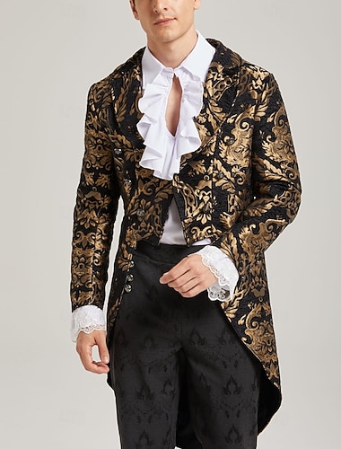  Casaco Retro Vintage Medieval Renaissance Jaqueta Casaco de Trangulação Príncipe Nobre Fantasia para Adultos Ebenezer Scrooge Elf Steampunk Halloween Natal Máscara Performance Festa
