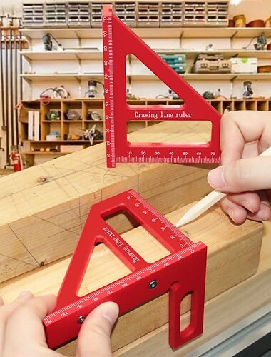 Mehrwinkel-Messlineal, 45/90-Grad-Kunststoff-Zimmermannswinkel &Gehrungdreieck-Lineal, Winkelmesser für die Holzbearbeitung