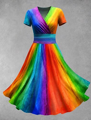  Orgullo Vestidos Vestidos cruzados Arco iris Clásico Adulto Mujer Víspera de Todos los Santos Carnaval Desfile del orgullo Mes del Orgullo Festival Disfraces fáciles de Halloween Disfrazarse