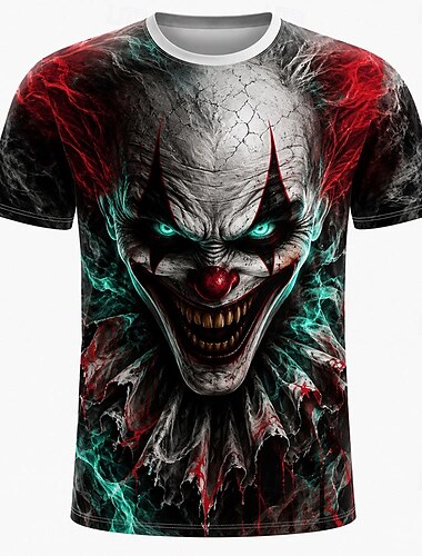  Homme Pitre T-shirt Manche Courte T-shirt Impression 3D Col ras du cou Chemise Sombre Occasionnel Quotidien Rue Rouge Vert rouge 2 Été Printemps Vêtement Tenue S M L XL 2XL 3XL