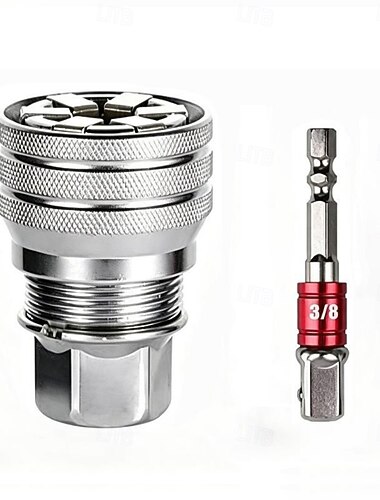  Chave de soquete universal multifuncional - ferramenta universal de manutenção, chave de soquete universal ajustável, ferramenta de soquete universal para chave de torque com catraca de 3/8" e furadeira elétrica