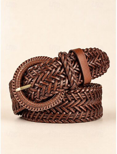  Ceinture bohème tressée pour femme en similicuir avec boucle ronde, disponible en plusieurs couleurs, large ceinture tressée idéale pour les robes d'été, les vacances, les festivals de musique, les