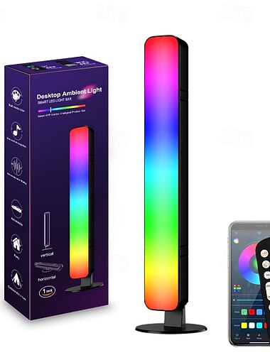  1/2 unidades de barras de luz LED inteligentes RGB para juegos con sincronización de música, control por voz, control por aplicación wifi Bluetooth, luces ambientales inalámbricas para sala de juegos,