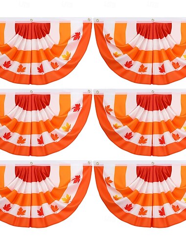  Halloween-krympede flaggkrans veranda-hagedekor gresskar-skjelett-hengende banner 1,5x3 fot/3x6 fot utendørs inngangsdør-hagedekorasjon høst-Thanksgiving-festartikler 3 stk/6 stk