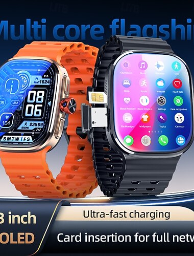  Smartwatch 4G independente para homens e mulheres, tela AMOLED de 2,13", câmera HD giratória, smartwatch Android com entrada para cartão SIM, GPS, Wi-Fi e download de aplicativos, monitor de saúde 24