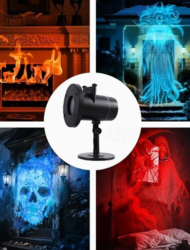  Projetor de luz para exteriores com tema de Halloween, luminária fantasma de caveira para quintal, luz ambiente dinâmica, à prova d'água, ideal para Natal, festas internas e externas, iluminação de