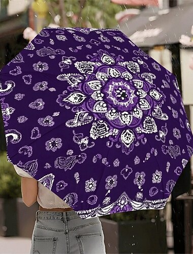  Składany parasol podróżny z nadrukiem kwiatowym, przenośny, automatycznie otwierany i zamykany, chroniący przed słońcem, kompaktowy, wiatroodporny, wodoodporny, z ochroną UV dla mężczyzn i kobiet