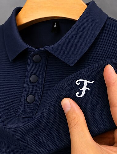  Per uomo Ricamato 100% cotone Polo ricamata Manica Corta Magliette polo Camicie con Colletto Resort Business Casual Affari Athleisure Abbigliamento quotidiano Ricamato Bottoni Traspirazione umidità