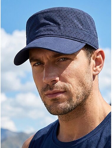  Casquette militaire respirante à séchage rapide pour homme, casquette de cadet légère en polyester perforé, ajustable, disponible en plusieurs couleurs, idéale pour les voyages d'été, la randonnée, la