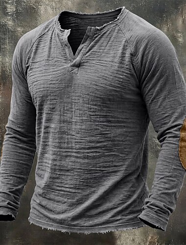  Per uomo Maglietta Maglia Henley Camicia a Maniche Lunghe Manica Lunga Henley Primavera Autunno Tutte le stagioni Semplice Moda Streetwear Tempo libero Blocco di colore Bottoni toppe per i gomiti
