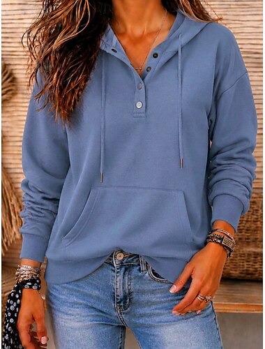  Dames Trui met capuchon Sweatshirt Punk Actief Vintage Lange mouw Capuchon Normale tops Casual Huis Straat blauw bordeaux As Licht Paars Groen Herfst Winter