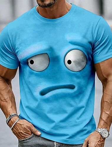  Homens Emotes engraçados Camiseta Manga Curta Camiseta Impressão 3D Gola Redonda Camisa Moda Exagerado Casual Diário Rua Azul Rosa Roxo Verão Primavera Roupa S M L XL XXL XXXL