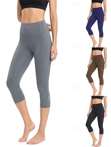  Arsuxeo Damen Einfarbig Radsport-Radhose: 3/4 Fahrradhose Fahrradhose Fahhrad Shorts 3/4-Tights Formpassend Sport Gut belüftet Schnelltrocknend Reflektierende Streifen Reduziert Reibung Schwarz