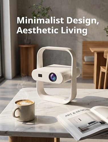  Mini projetor com Wi-Fi 6 e Bluetooth 5.4, resolução nativa de 720p e suporte a 4K, 230 ANSI lumens, projetor portátil para filmes com rotação de 180°, correção automática de distorção trapezoidal,