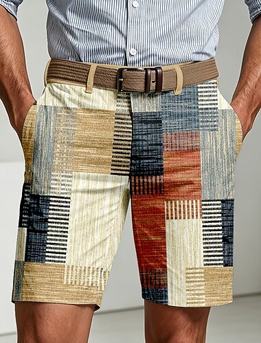  Voor heren Ruitjes Kleurblokkering korte broek Casual korte broek Golfshorts Medium Taille Zakelijk informeel Werk Golf Strandvakantie Platte shorts met 4 zakken Ontwerper Kleding