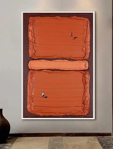  håndlaget tykt oljemaleri på lerret veggkunst dekorasjon lysegrønn og hvit abstrakt ny original oransje brun enkel for hjemmedekor rullet rammeløs ustrukket maleri
