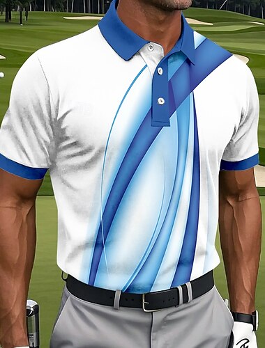  Miesten Geometrinen Golf Urheilu poolopaidat Lyhythihainen Poolopaidat Kauluspaidat Vapaa-aika Urheilu- ja treenivaatteet 3D-tulostus Napit Kesä Sininen Rubiini Apila
