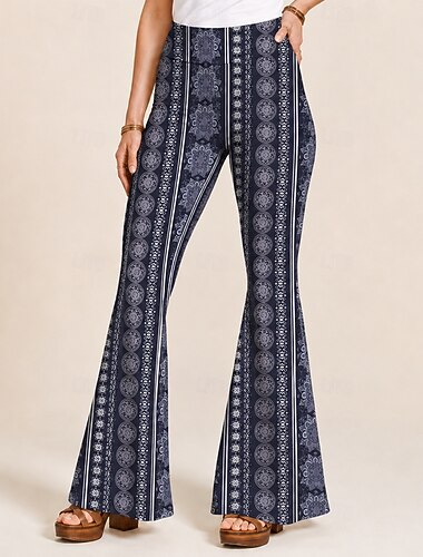  Retro vintage Boho Jaren '70 Bell Bottom broek uitlopende legging Uitlopende broek Hippie Schijf Hoge taille Tribal Kostuum Dames Halloween Carnaval Vakantie muziekfestival Volwassenen Broeken
