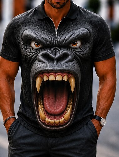  Per uomo Animale Fantasia "Cartone 3D" Polo Polo con zip Manica Corta Collo ripiegato Casual / Sportivo Casuale Quotidiano Sport & Outdoor Stampa 3D Snello Tessuto retato traspirante Estate Primavera