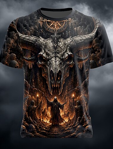  Halloween Herren Schädel Knochen T Shirt Kurzarm T-Shirt 3D-Druck Rundhalsausschnitt Hemd Gotisch Straße Dunkle Party Blau Gelb Rote Ganzjahres Bekleidung S M L XL XXL XXXL
