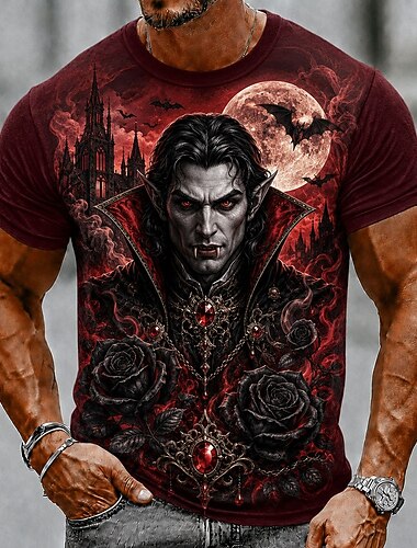 Homme Vampire T-shirt Manche Courte T-shirt Impression 3D Col ras du cou Chemise Sombre Occasionnel Quotidien Rue Bleu Vin Rouge Été Printemps Vêtement Tenue S M L XL 2XL 3XL