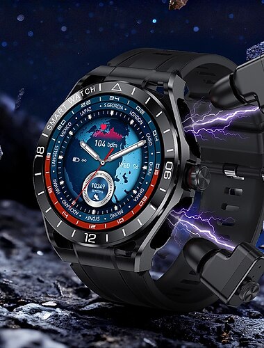  Smartwatch mit integrierten kabellosen TWS-Ohrhörern, Fitness-Tracker mit Herzfrequenzmesser, Bluetooth-Anruffunktion, Sportuhr für Herren, kompatibel mit Android und iOS
