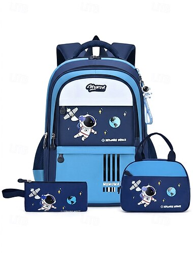  Conjunto de mochila infantil para niños y niñas, mochila escolar impermeable de poliéster con bolsa para el almuerzo. &Estuche para lápices, mochila de gran capacidad con múltiples compartimentos,