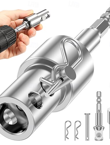  Sechskant-Bohrer-Adapterset für Anhängerheber mit Bolzen &R-Clips Adapter für elektrische Bohrmaschinenheber zur Stabilisierung von Wohnwagenanhängern