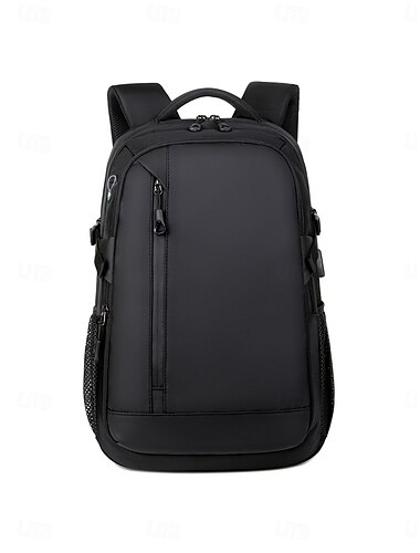  Minimalistischer schwarzer Reiserucksack für Damen und Herren, Laptop-Tagesrucksack mit mehreren Fächern und gepolsterten Schultergurten, lässiger Rucksack für Pendler, Schule, Uni und Arbeit