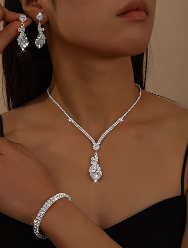  Set di Gioielli 3 Cristallo 1 Collana 1 Bracciale Orecchini Per donna Elegante Artistico Parure di gioielli Per Matrimonio