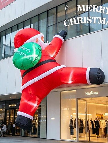  Babbo Natale gonfiabile da arrampicata alto 2,7 metri con luci a LED - decorazione natalizia gonfiabile illuminata per esterni, tetto, camino, prato &allestimento per feste natalizie