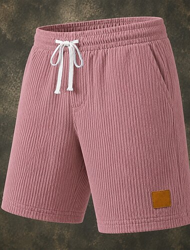  Herre Shorts Casual shorts Corduroy shorts Lomme Elastisk midje عادي Komfort Pustende Over Knæet Avslappet utendørs Strand Ferie Mote Hvit Kakifarget Elastisk