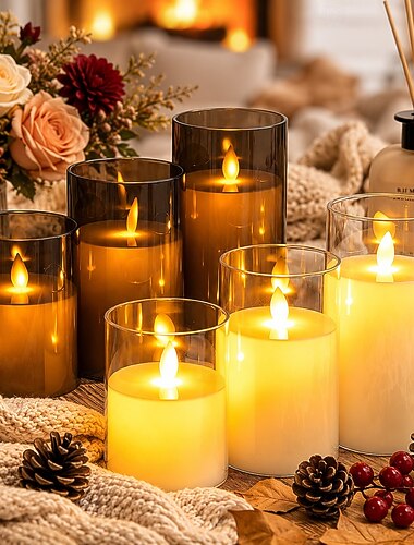  Kaars Zonder koorden Afstandsbediening Kerstmis Eenvoudig Modern AA-batterijen aangedreven 3 stuks