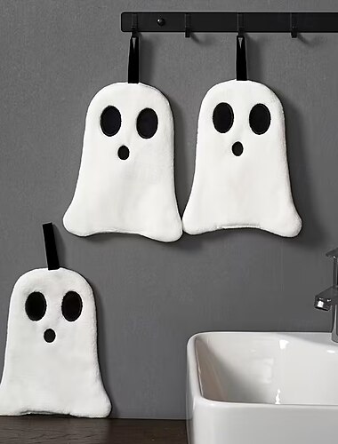  2/3/5 st spökhanddukar, söta halloween badrumsdekorationer, mjuka och absorberande korallfleecehanddukar, lämpliga för hemmet, köket, kökshanddukar, halloweenpresenter, höstvinter badrumsdekor