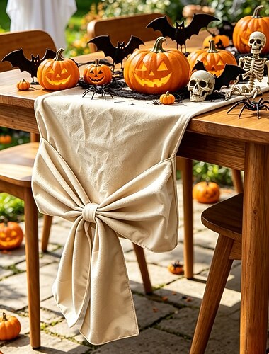  rosettbordslöpare krämfärgad neutral lantlig minimalistisk elegant bordslöpare 1 st draperad rosettdesign matbordsdekor bröllopsfest kök heminredning soffa skänk