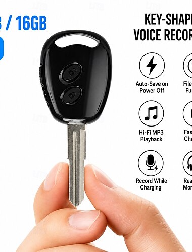 Gravador de Voz Digital Mini M8 – Ativação por Voz Gravador de Som estilo Chaveiro Reprodutor de MP3 Portátil Ideia de Presente