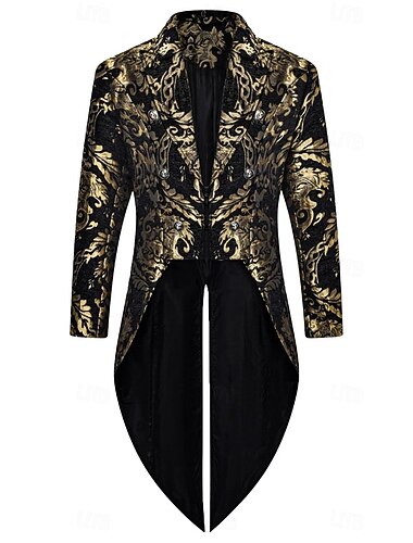  Gotico Medievale Rinascimento Frac Lunghe Principe Vampiro Gentiluomo Nobile Jacquard Costume Per uomo Stile Steampunk Halloween Carnevale Mascherata Fiera Rinascimentale LARP Adulti Cappotto