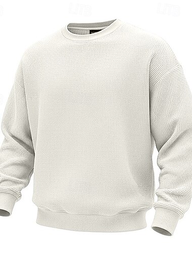  Voor heren Sweatshirt Wafel Sweatshirt Trui met capuchon Wit Strakke ronde hals Effen Met Textuur Casual Dagelijks Sport & Outdoor Streetwear Stoer Sportkleding Lente & Herfst Kleding Hoodies