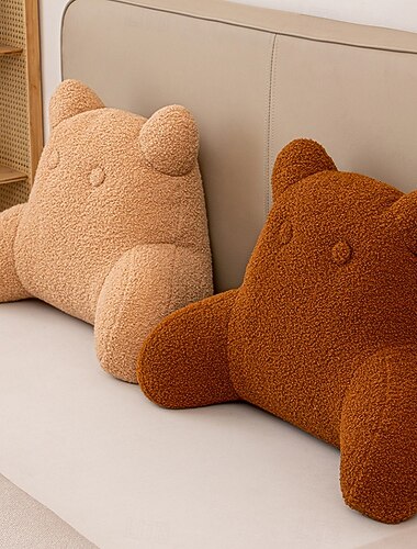  Rückenkissen in Form eines Teddybären aus Sherpa-Fleece, bequemes Lendenkissen zur Linderung von Rückenschmerzen, niedliches Dekokissen für Bett und Sofa &Bürostuhl