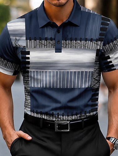  Per uomo Blocco di colori Geometrico Polo Manica Corta Magliette polo Camicie con Colletto Casual Athleisure Stampa 3D Bottoni Tessuto retato traspirante Estate Primavera 1# 2# 3#