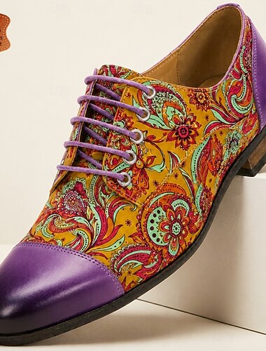  Scarpe eleganti Oxford da uomo in vera pelle con stampa paisley, scarpe formali di lusso con lacci per professionisti, matrimoni, banchetti, feste, eventi serali e stile da gentiluomo.