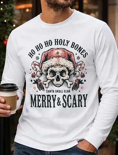  Halloween Chemise squelette T-shirt T-shirt graphique Ho Ho Ho Sacrés Os Gothique Rétro Vintage street style Manches longues Col ras du cou pour Homme Adulte Impression 3D  pour Halloween Carnaval