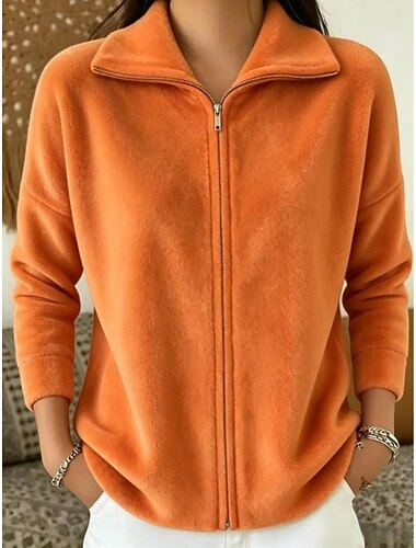  Dames Hoodies Warm Casual Lange mouw Hoge nek Lange tops Casual Huis Werk blauw bordeaux Zwart Oranje Groen Herfst Winter