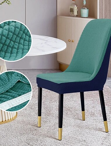  Stretch-Jacquard-Stuhlbezug aus Maiskornmuster, verdickter elastischer Überzug für Esszimmerstühle mit gebogener Rückenlehne, rutschfester, moderner skandinavischer Sitzschutz für Zuhause &Hotel