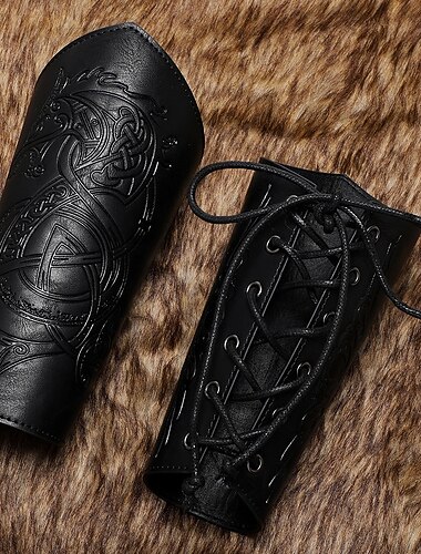  Medeltida kostymer Renässans Armskydd Bygelfästen Krigare Viking Celtic Knight Maskeradkläder Herr Keltiskt Viking Halloween Karnival Renässansmässan LARP Vuxna bracers Armskydd