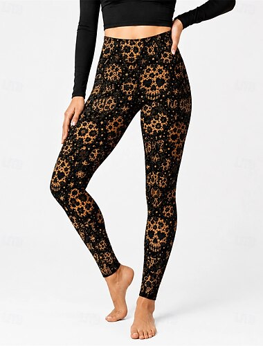 Halloween Leggings Pantalons de Yoga Crâne Potiron Squelette Gothique Fantasmagorique street style Graphique pour Femmes Adulte Impression 3D  pour Halloween Carnaval Soirée Décontracté Quotidien
