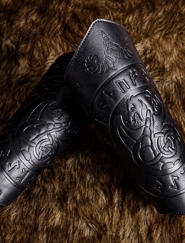  Medeltida kostymer Renässans Armskydd Bygelfästen Krigare Viking Ranger Runor Maskeradkläder Herr Keltiskt Viking Halloween Karnival Renässansmässan LARP Vuxen bracers Armskydd