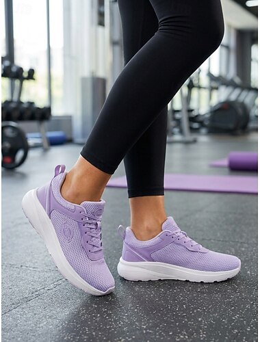  Lila lätta löparskor för kvinnor, andningsbara atletiska sneakers i mesh med vadderat stöd för gym, promenader, löpning och träning &vardaglig komfort